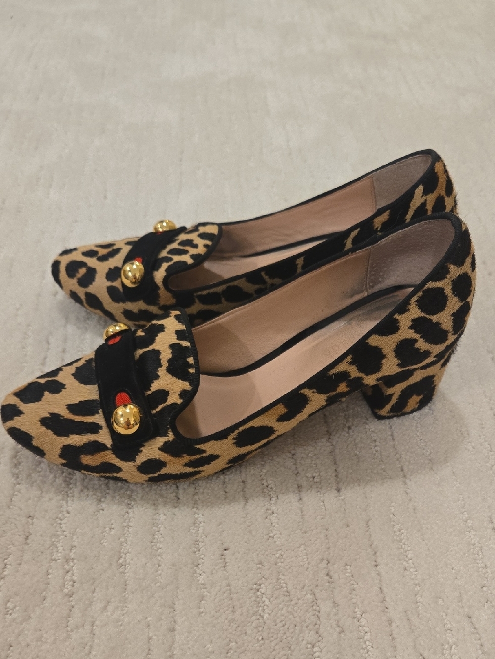 KATE SPADE • Leopard Print Block Heel Loafers - Tan & Black